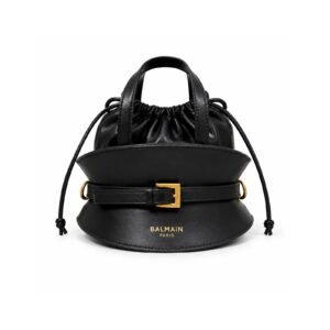 Black Jolie Madame Bucket Bag - Sculptural Top Handle Handbag