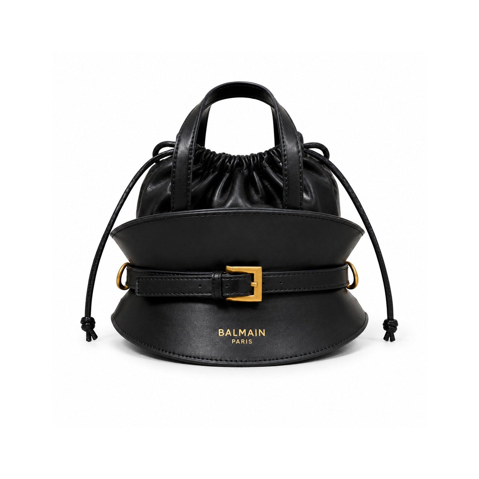 Black Jolie Madame Bucket Bag - Sculptural Top Handle Handbag