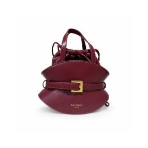 Burgundy Bucket Top Handle Bag - Sculptural Statement Handbag