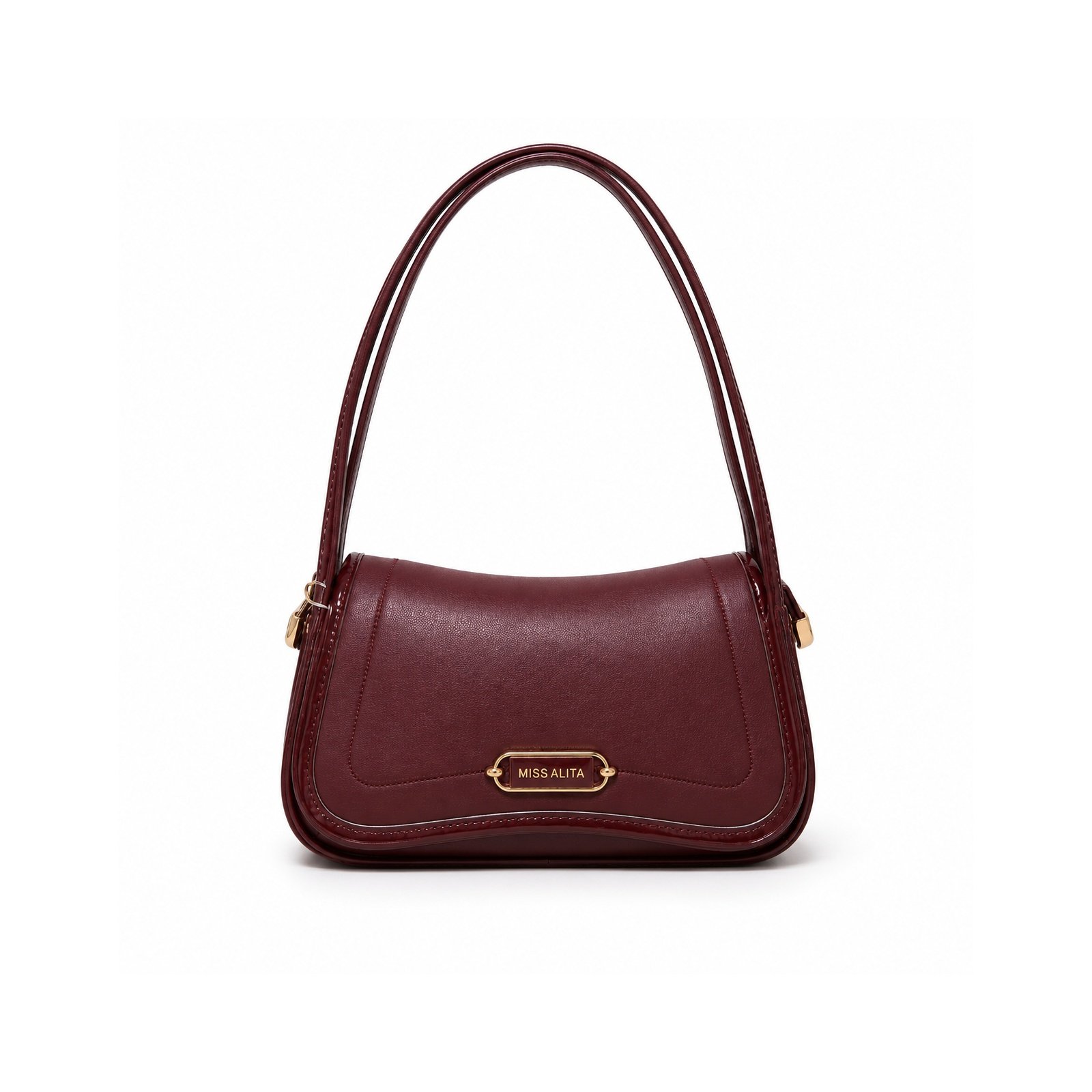 Burgundy Zip Shoulder Bag - Sleek Everyday Handbag