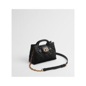 Alternative view of Black Cannage Quilted Top Handle Bag - Luxury Structured Mini Bag