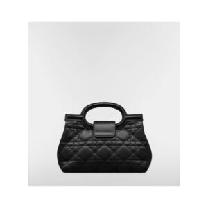 Black Cannage Quilted Top Handle Bag - Luxury Structured Mini Bag