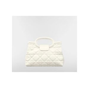 Alternative view of White Cannage Quilted Top Handle Bag - Elegant Mini Bag