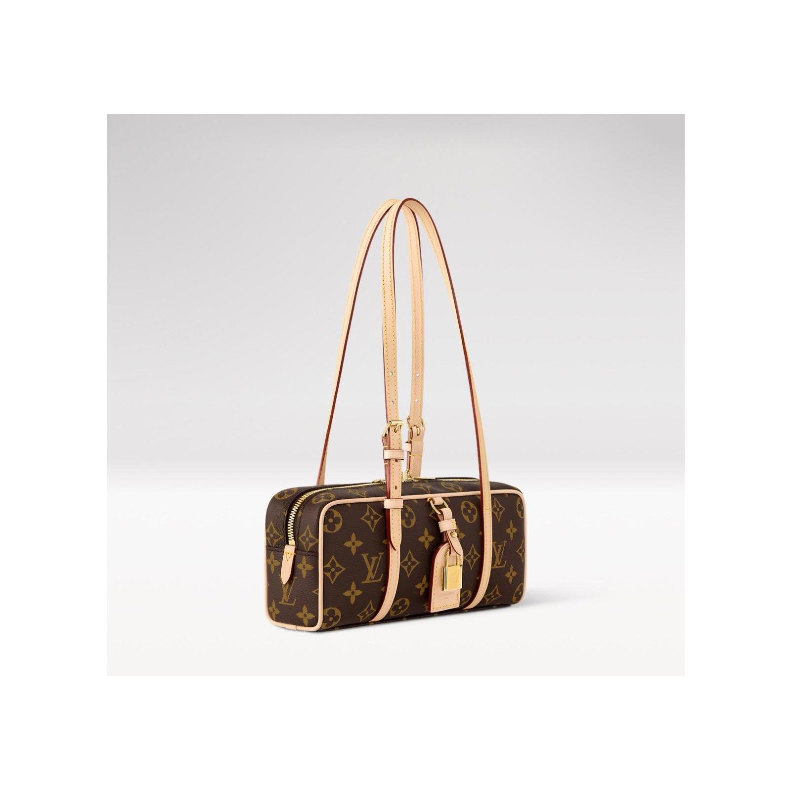 Brown Monogram Cylinder Duffle Bag - Luxe Compact Travel Bag - Image 3