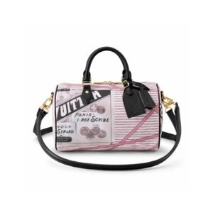 Pink Newspaper Print Speedy Bag - Compact Statement Duffle