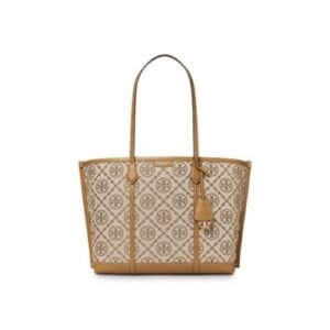 Beige Monogram Tote Bag - Everyday Structured Shoulder Tote