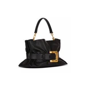 Alternative view of Black Belted Shoulder Bag - Leather Look Bag with Gold Buckle