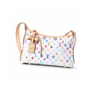 White Multicolor Monogram Hobo Bag - Statement Shoulder Bag
