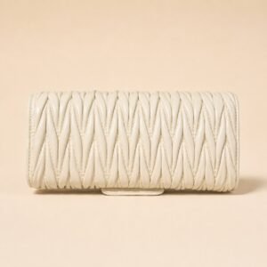 Celeste Ivory Crystal Ruched Clutch - Elegant Evening Bag
