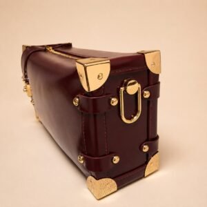 Alternative view of Aurelle Bordeaux Trunk Bag - Structured Shoulder Bag with Gold Hardware